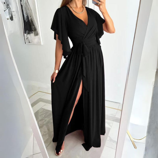 V-Hals Zomerjurk met Bell Mouwen – Sofia
