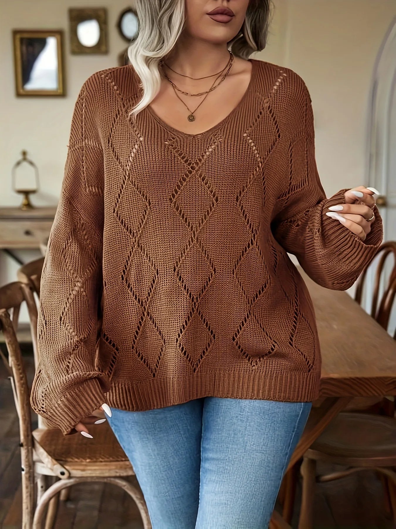 Oversized Dames Gebreide Trui in Plus Size – Marietta
