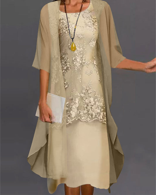 Stijlvolle Tweeledige Chiffon Jurk – Viviana
