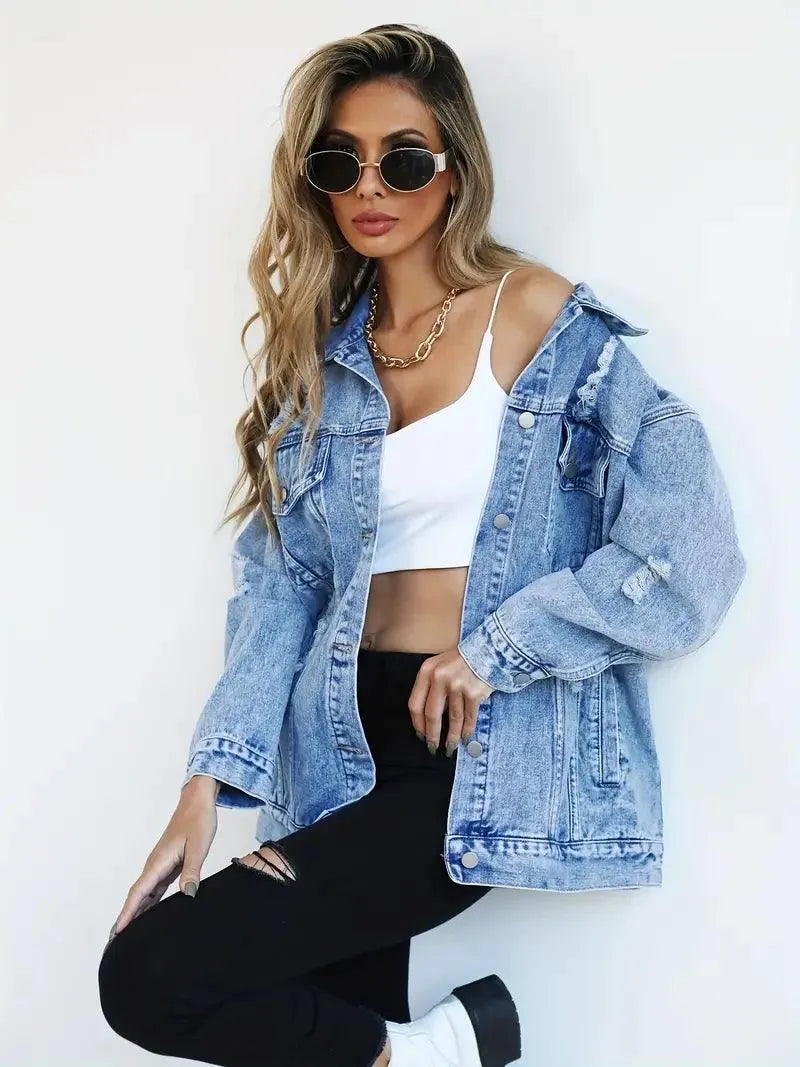 Waterdichte & Gevoerde Oversized Dames Jeansjack – Talia
