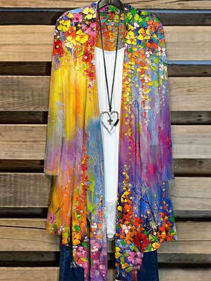 Lang Dames Vest met Bloemenprint – Liva