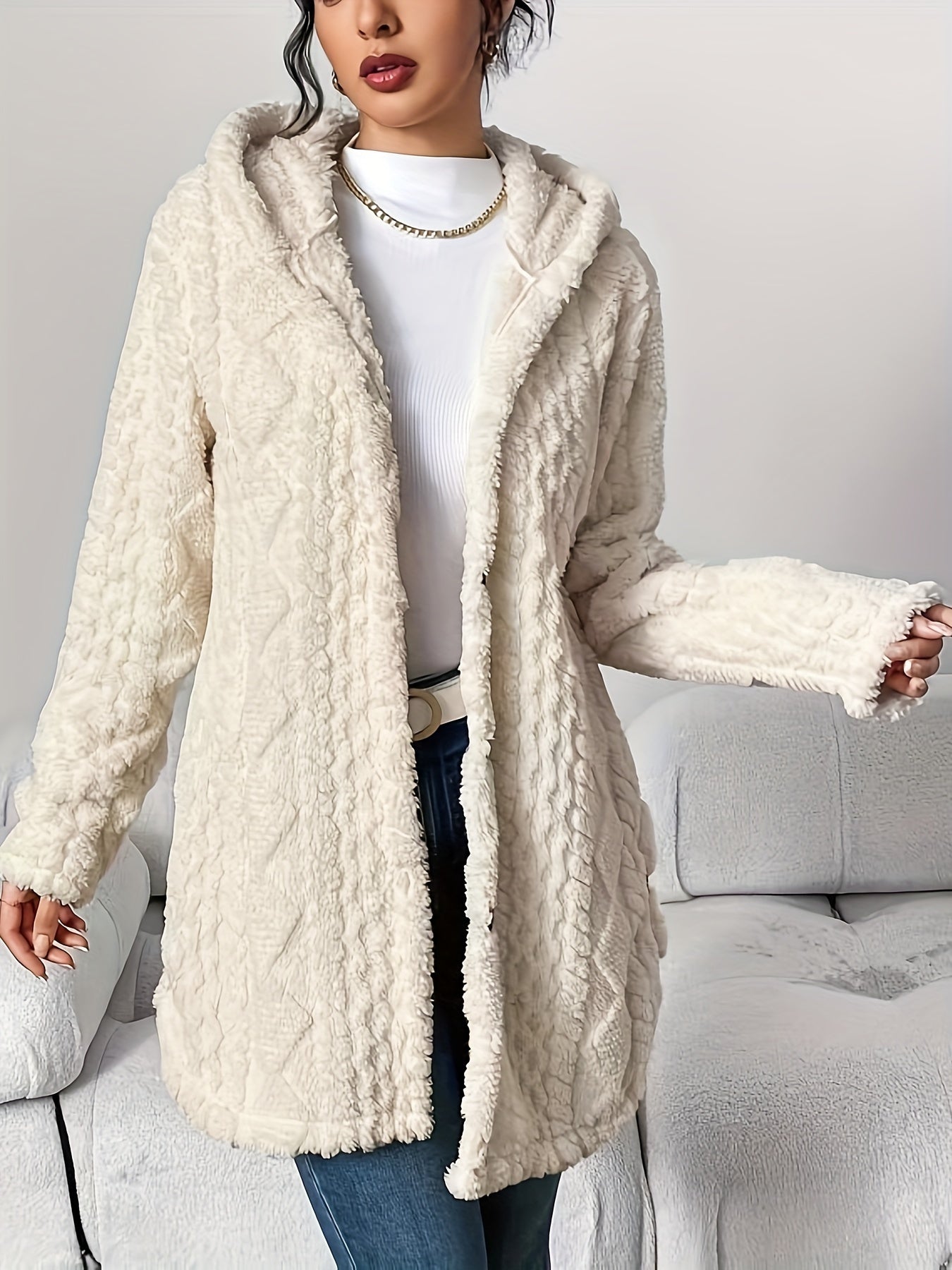 Zacht Lang Damesvest Met Capuchon – Marit