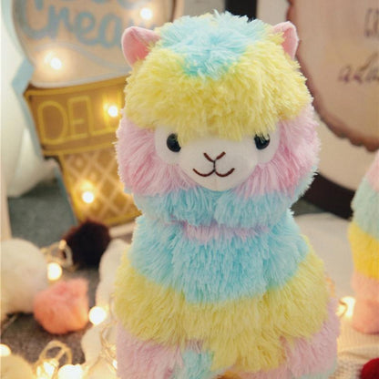 Zacht pluchen regenboog-alpaca knuffeldier voor baby's & peuters