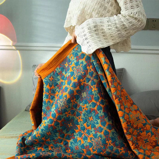 Katoenen Quilt met Blauw Patroon - Florencia