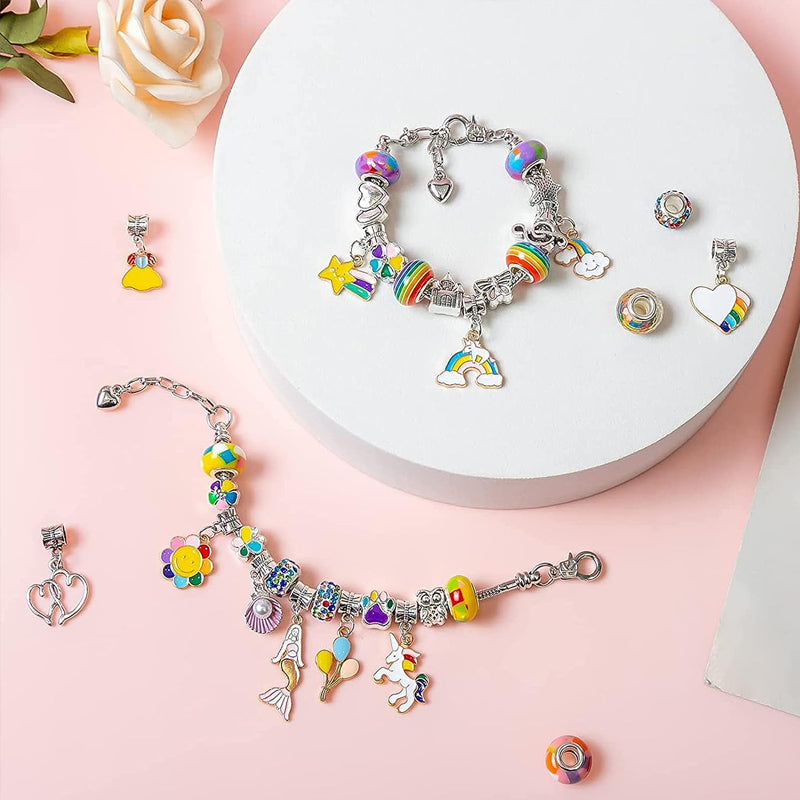 DIY-armband knutselset voor kinderen met kralen, bedels en cadeaudoos