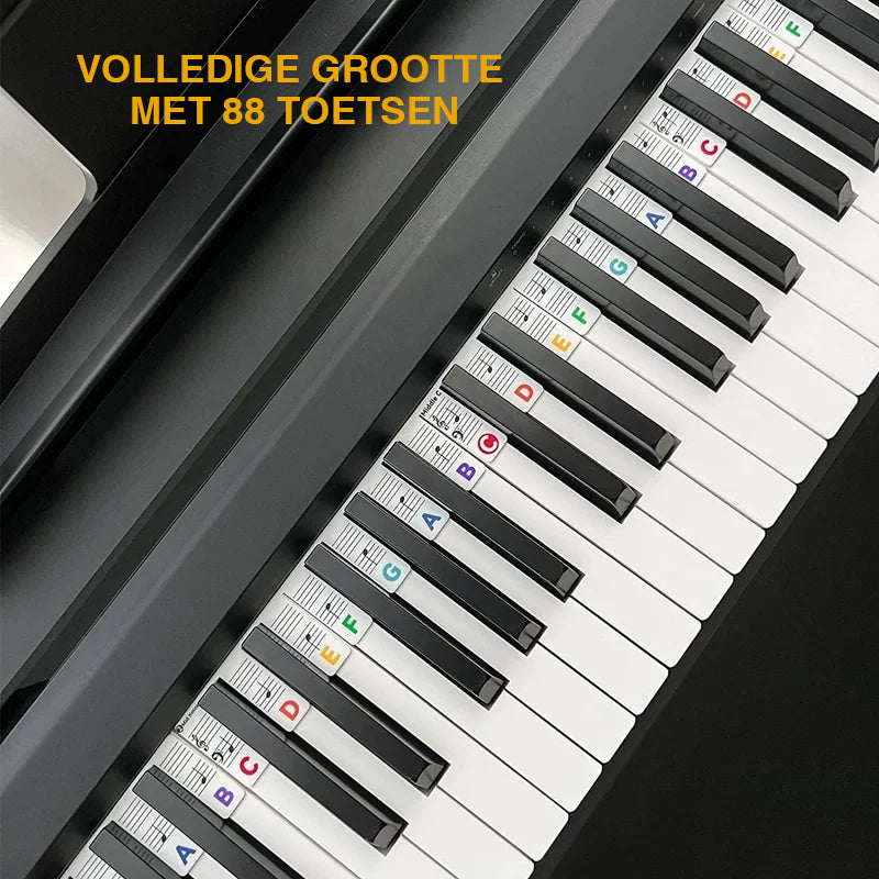 Afneembare notenlabels van siliconen voor piano's en keyboards met 88 toetsen.