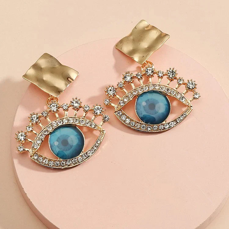 Gouden Vintage Oorhangers met Boze Oog - Nerina