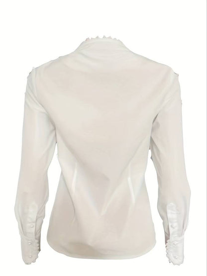 Chique Witte Damesblouse met Gouden Knopen – Isalie