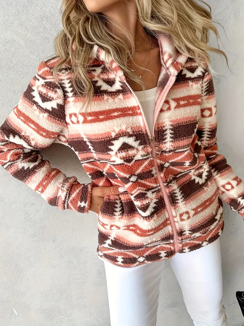 Dames Teddy Vest met Aztekenpatroon – Nayeli