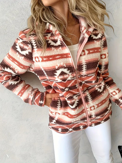 Dames Teddy Vest met Aztekenpatroon – Nayeli