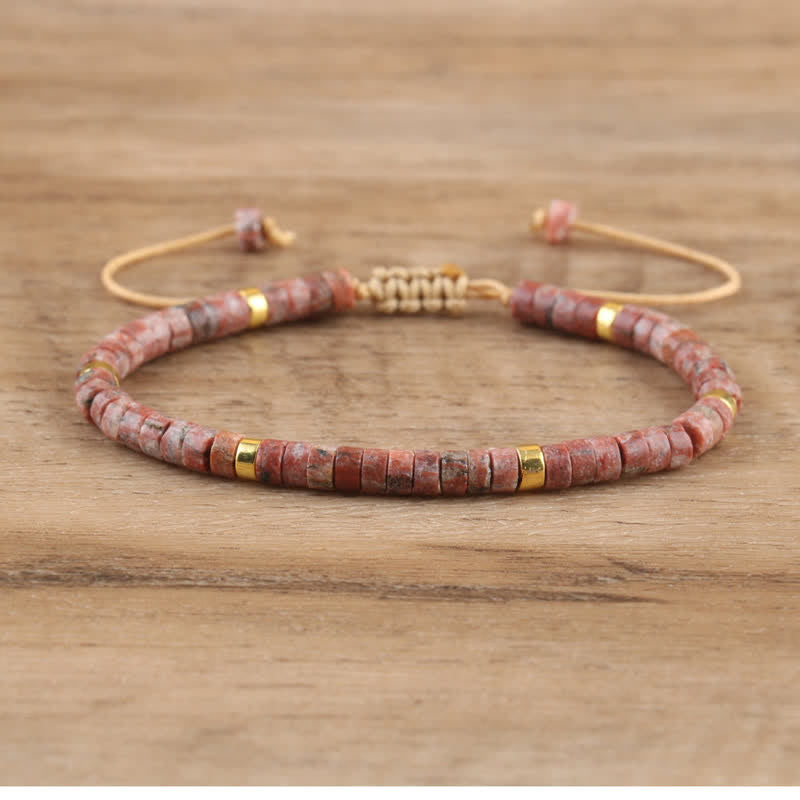Gevlochten Armband met 2,4 mm Natuurlijke Steen Rollers - Seraphina