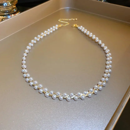 Dubbele Kristallen en Parels Ketting - Amira