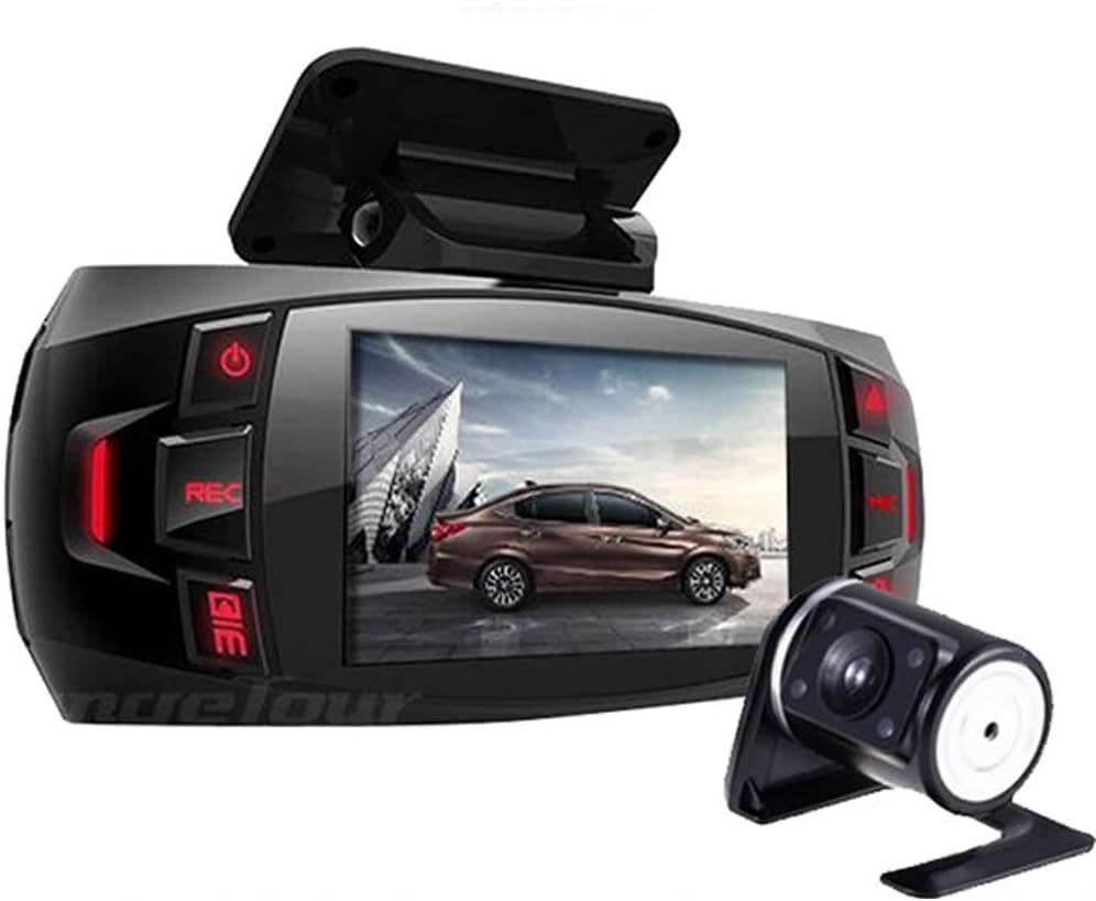 Dual Camera Dash Cam 2.7" LCD met 170° Groothoek en Achteruitkijkcamera