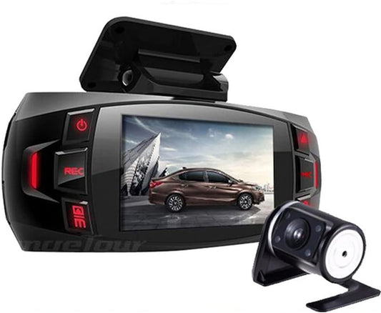 Dual Camera Dash Cam 2.7" LCD met 170° Groothoek en Achteruitkijkcamera
