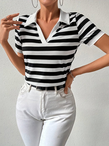 Stijlvol Gestreept Korte Mouwen T-shirt voor Dames - Julia
