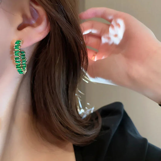 Smaragdgroene Kristallen Creolen - Esme