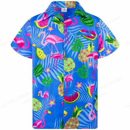 Tropisch 3D Flamingo Overhemd – Kai