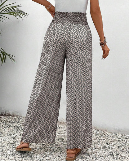 Damesbroek met hoge taille & geometrisch patroon – Sapphira