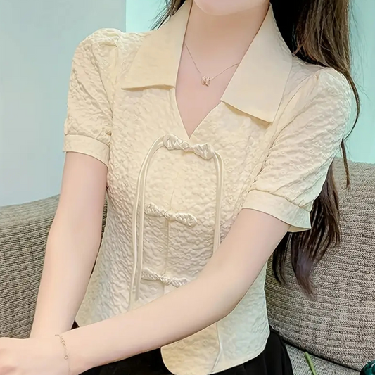 Klassiek Beige Zomer T-shirt voor Dames - Lina