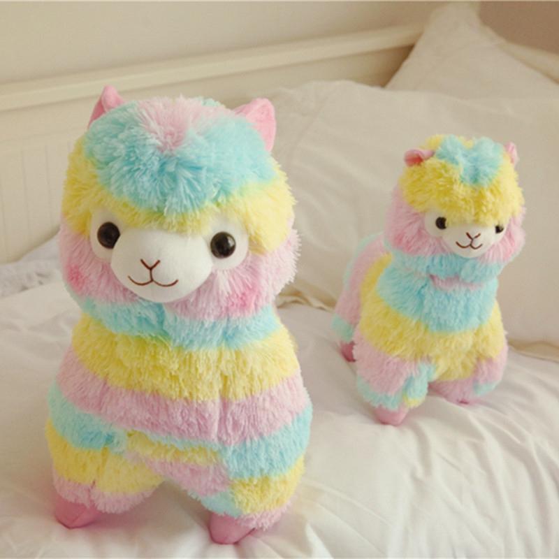Zacht pluchen regenboog-alpaca knuffeldier voor baby's & peuters