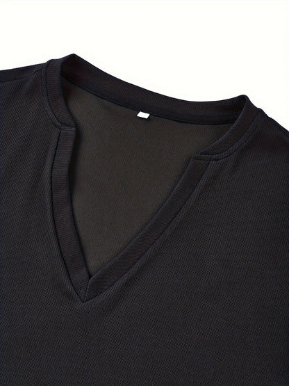 Heren T-shirt met Diepe V-hals en Textuur – Rafael