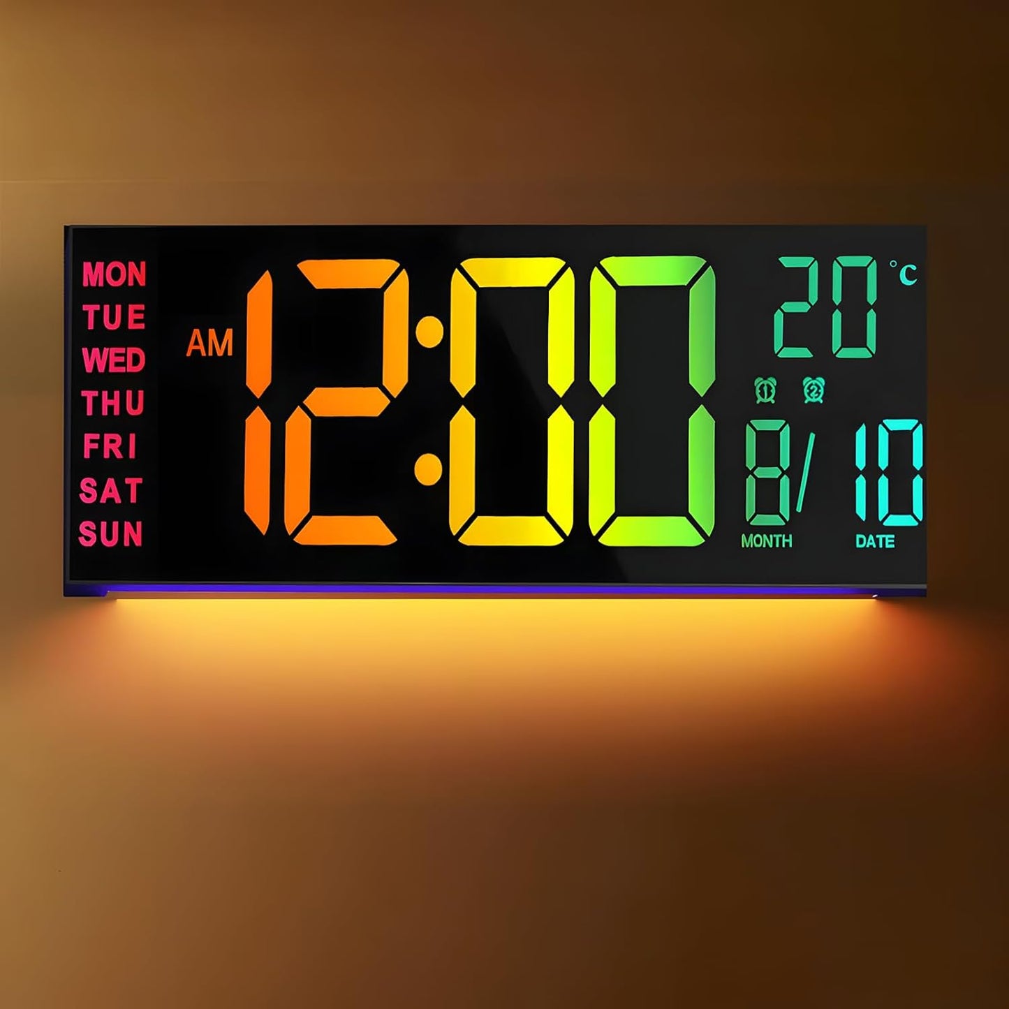 Digitale RGB Wand‑ & Bureauklok 40,6 cm met Afstandsbediening – Lumeris