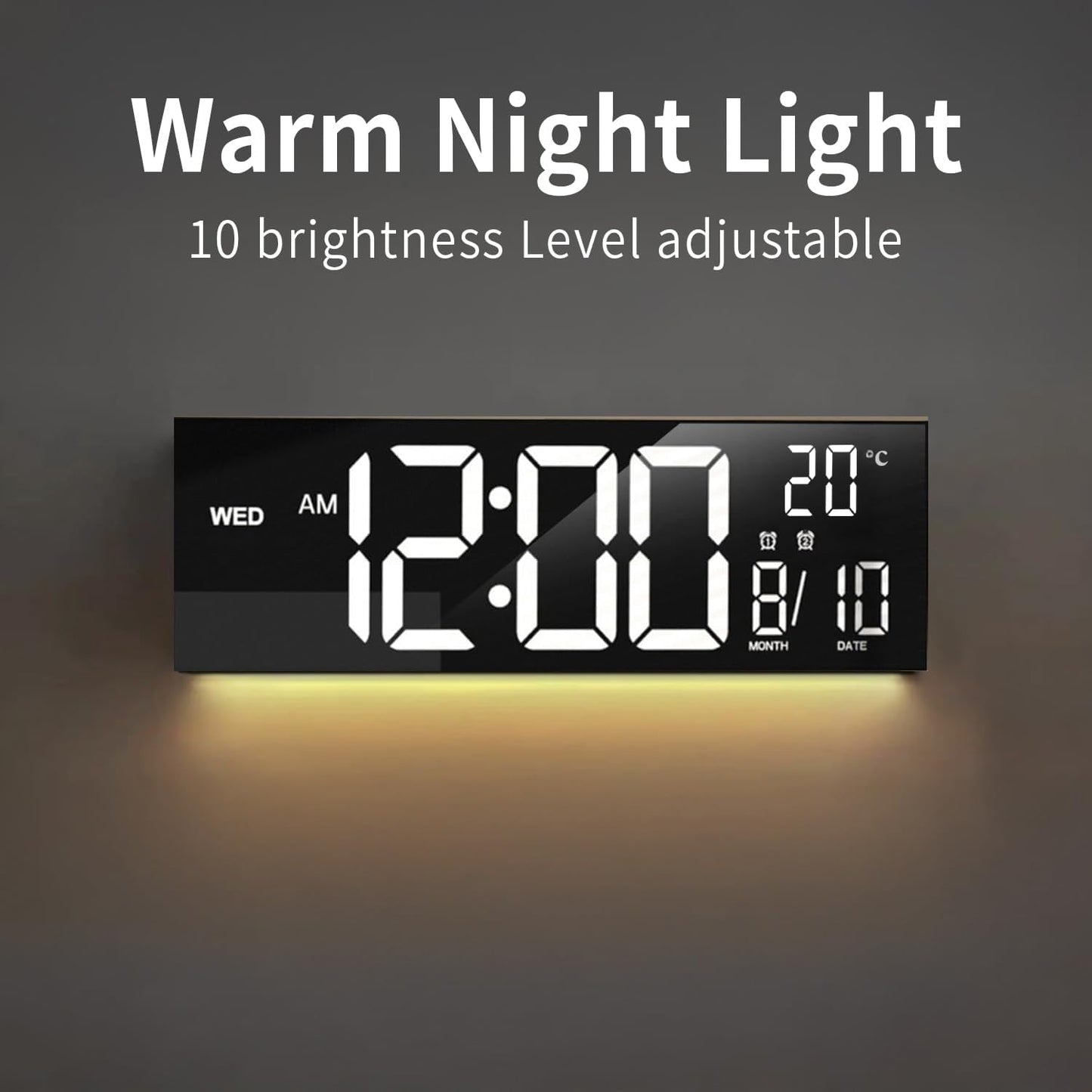 Digitale RGB Wand‑ & Bureauklok 40,6 cm met Afstandsbediening – Lumeris
