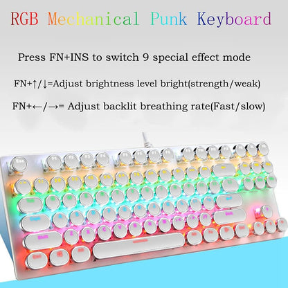 Mechanisch 87-toetsen gamingtoetsenbord met RGB-achtergrondverlichting en blauwe schakelaars