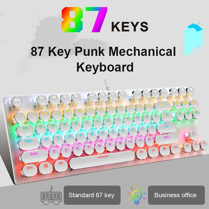 Mechanisch 87-toetsen gamingtoetsenbord met RGB-achtergrondverlichting en blauwe schakelaars