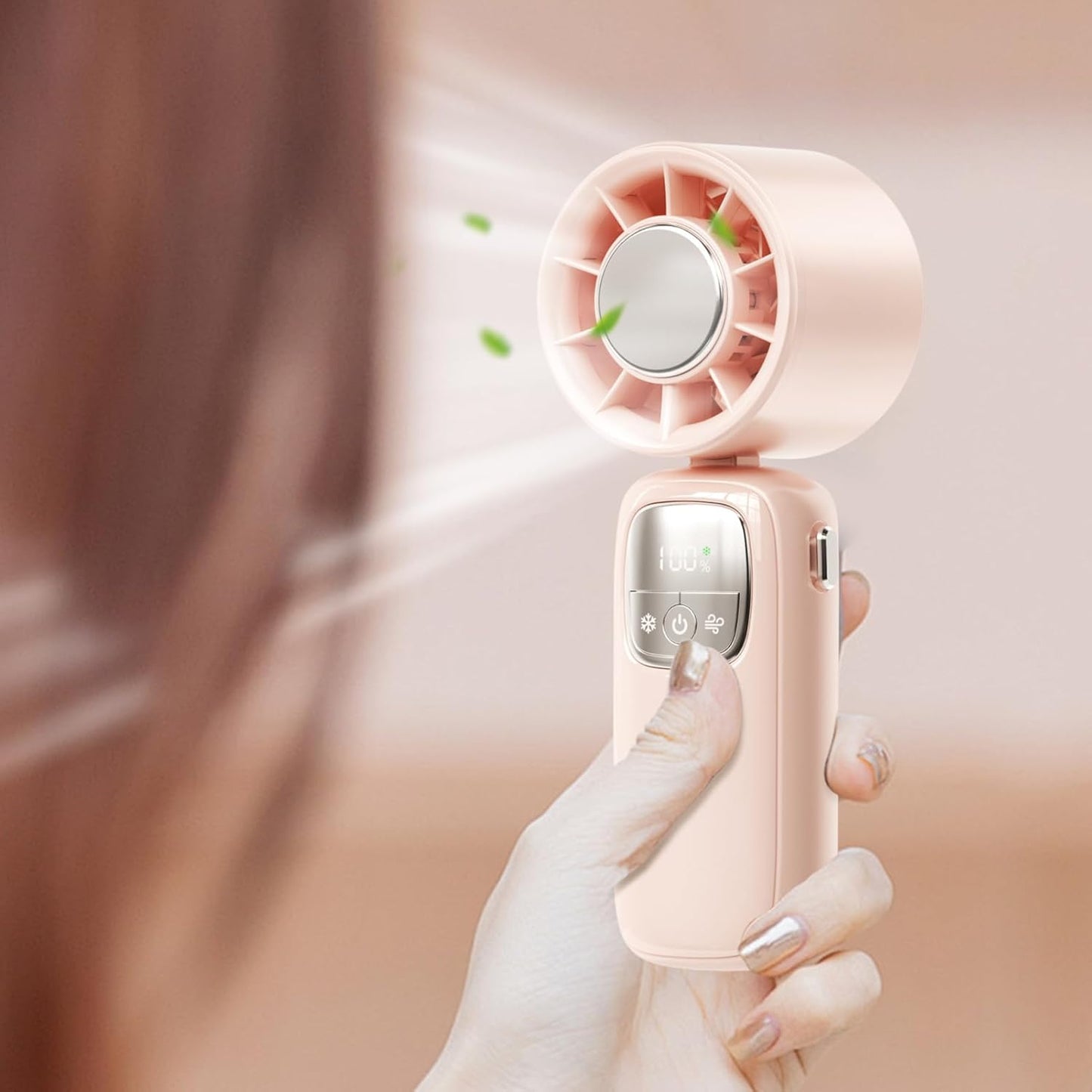 Draagbare opvouwbare handventilator met LED-scherm – 100 snelheden