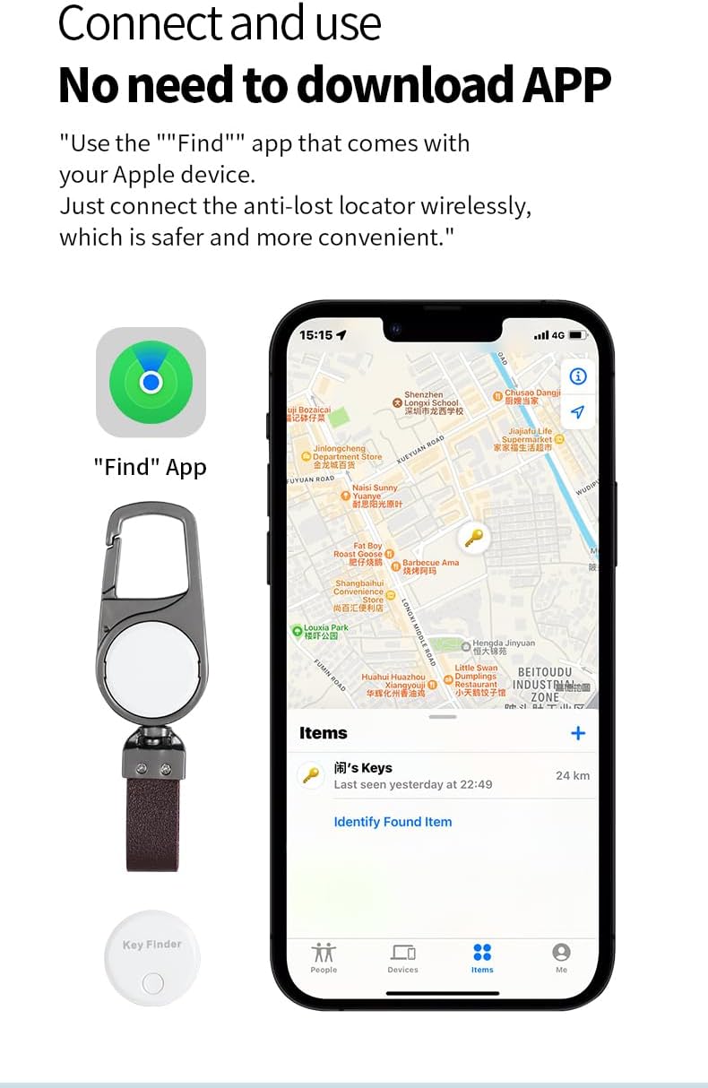 Slimme Anti-Verlies Locator Sleutelhanger – Realtime Tracking met Zoek Mijn – Zeyora