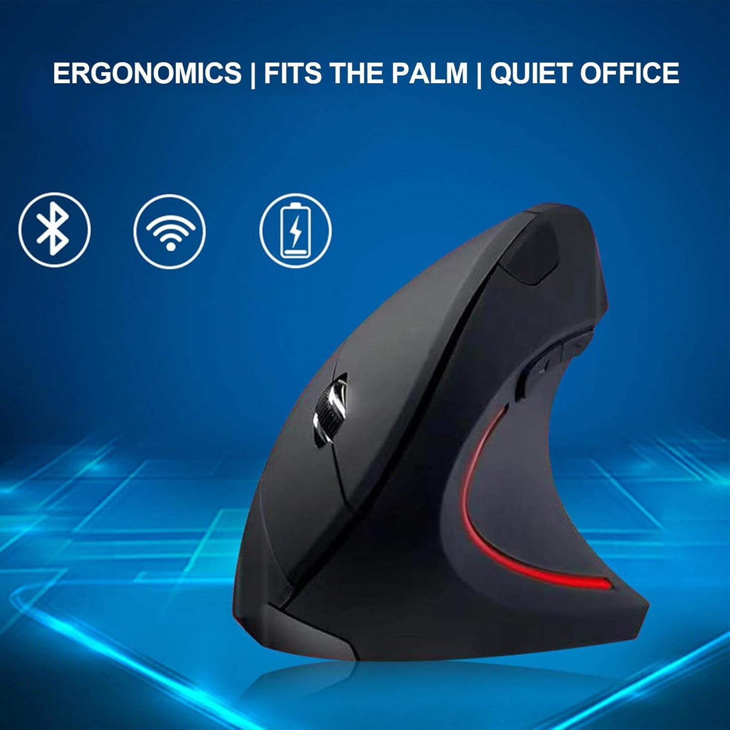 Oplaadbare Ergonomische Verticale Draadloze Muis – Elvion