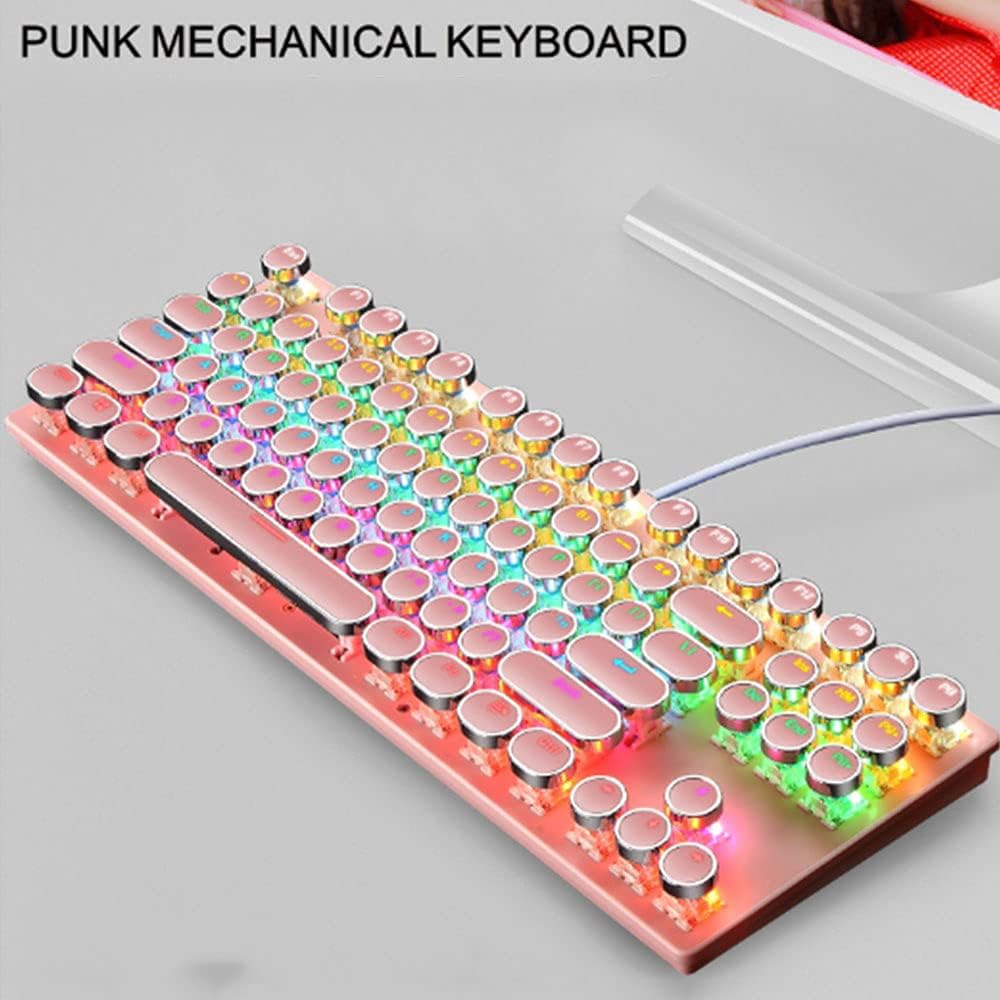 Mechanisch 87-toetsen gamingtoetsenbord met RGB-achtergrondverlichting en blauwe schakelaars