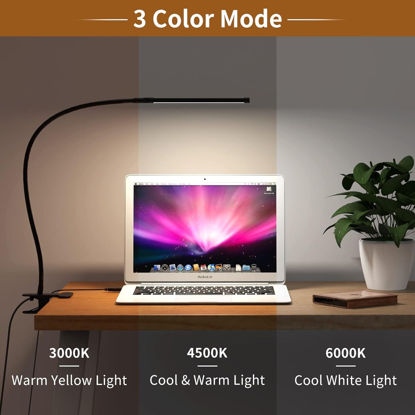 77 LED Bureau Klem Lamp met USB Voeding & Flexibele Gooseneck – Serava