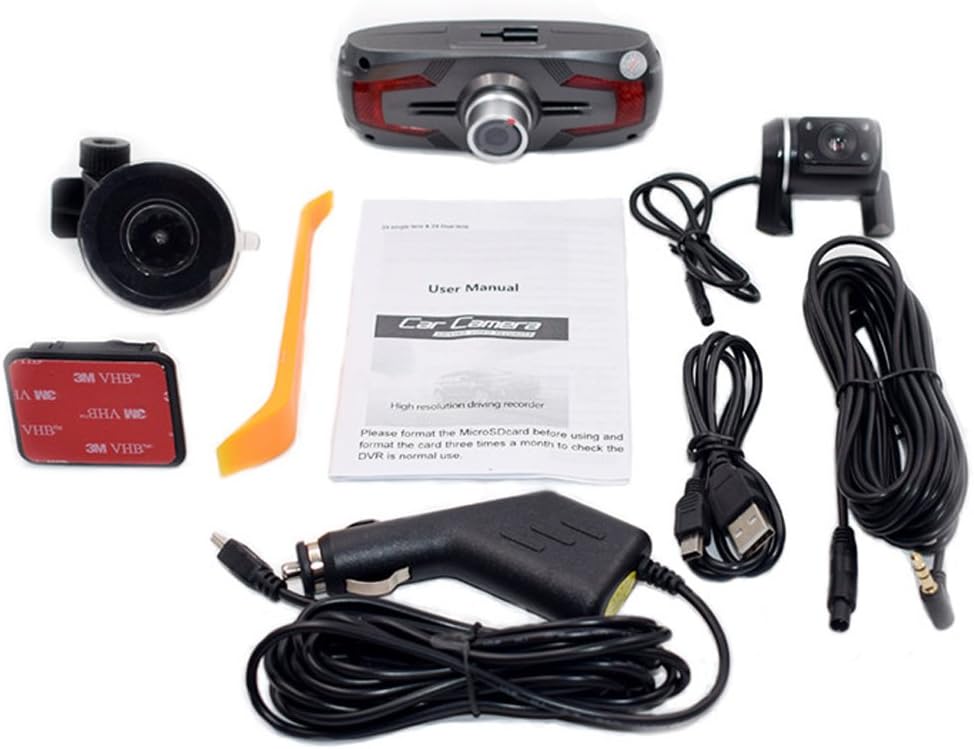 Dual Camera Dash Cam 2.7" LCD met 170° Groothoek en Achteruitkijkcamera