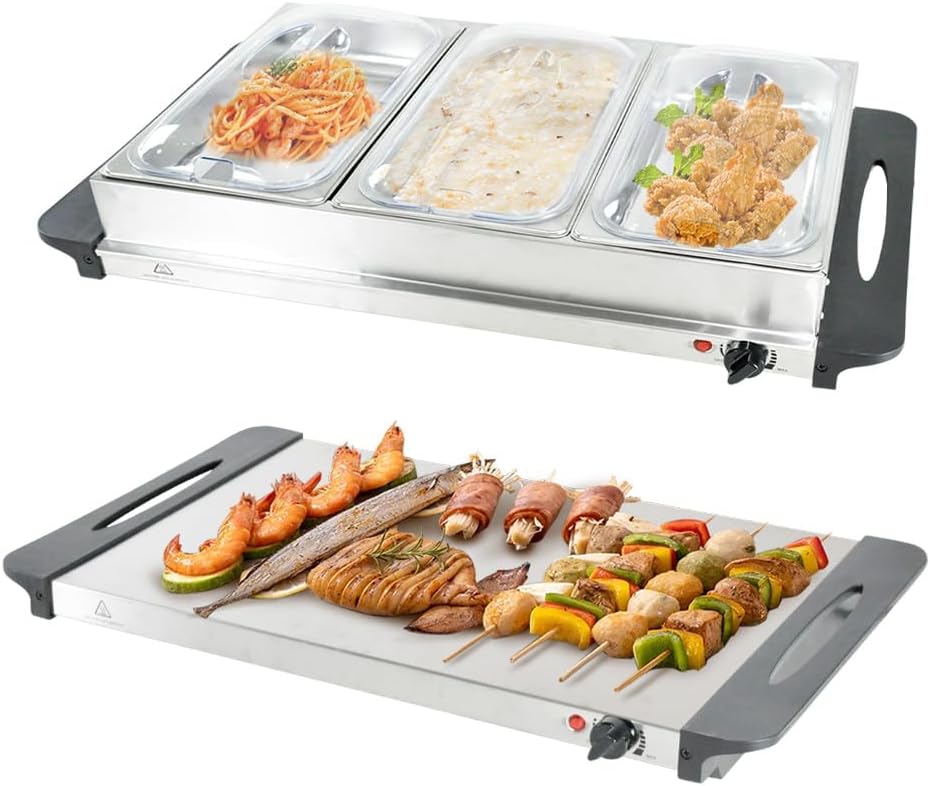 Elektrische Buffetvoedselwarmer met 3 × 2,5L Schalen & Temperatuurregeling – Valtero