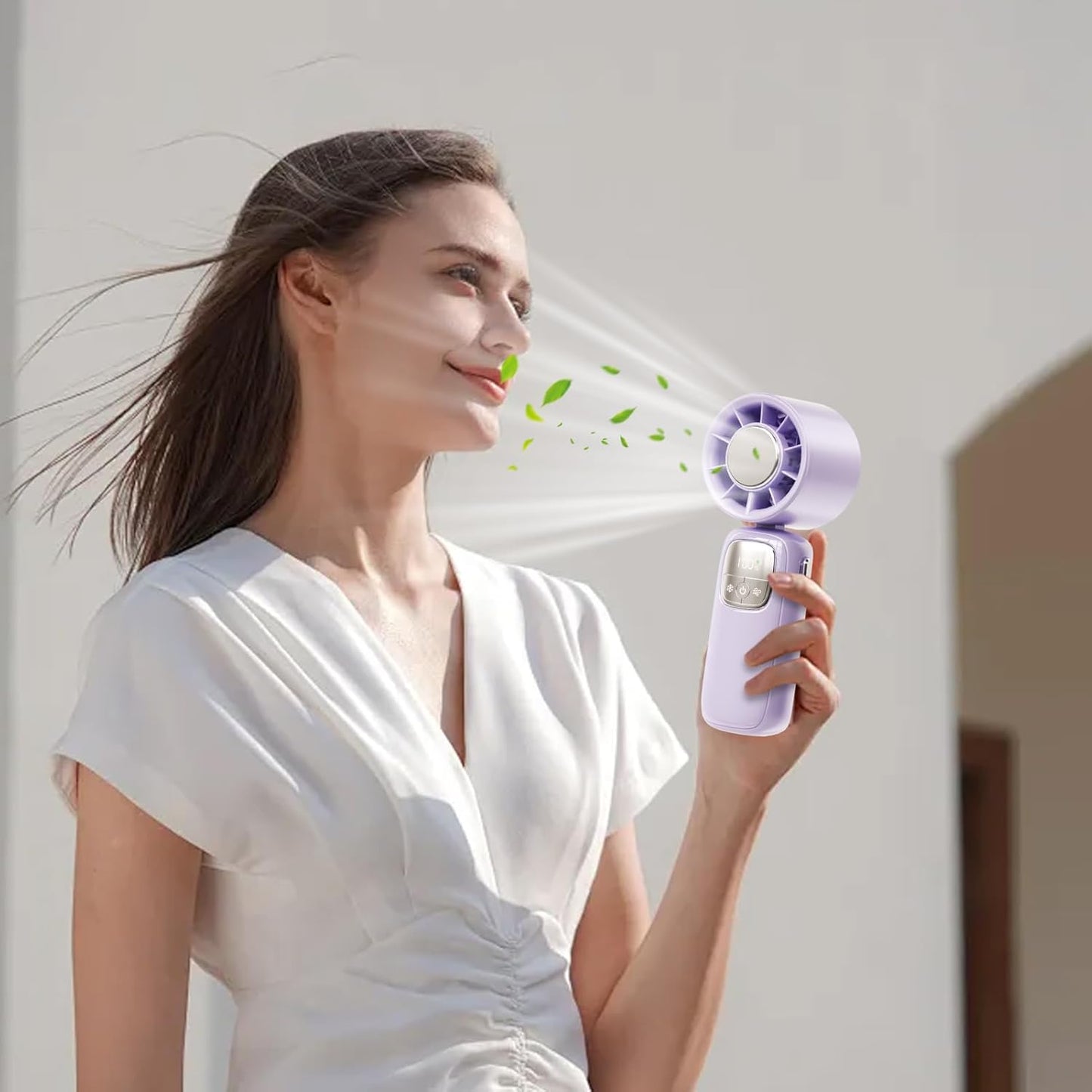 Draagbare opvouwbare handventilator met LED-scherm – 100 snelheden