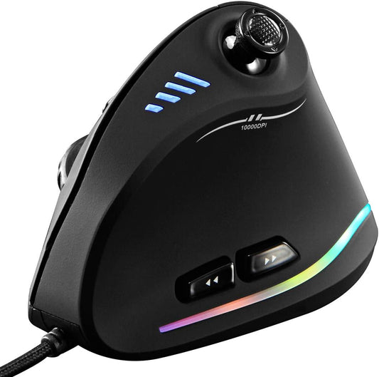 Verticale RGB Gaming Muis met Joystick en 11 Programmeerbare Knoppen - Kryvos