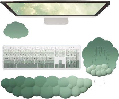 Cloud-Vormige Ergonomische Polssteun Set met Muismat & Onderzetter - Zeyora