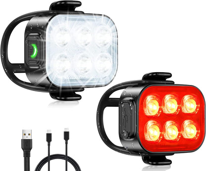 Ultra Slank USB Oplaadbare Fietsverlichting Set met 4+6 Modi – SlimBeam