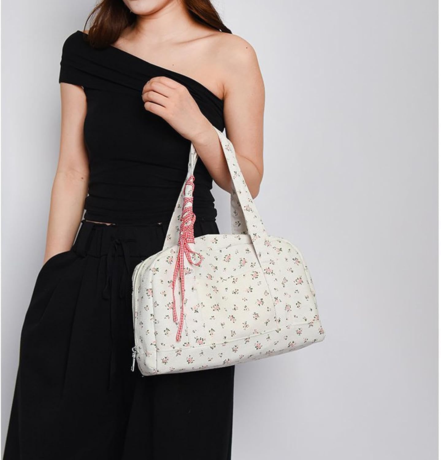 Bow Duffle Bag – Grote Canvas Weekendtas met Lintenaccent – Floria