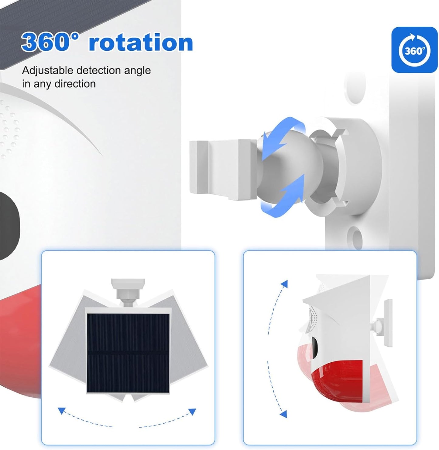 Zonne-energie Bewegingssensoralarm met 120 dB Sirene en LED-stroboscoop – Feronix