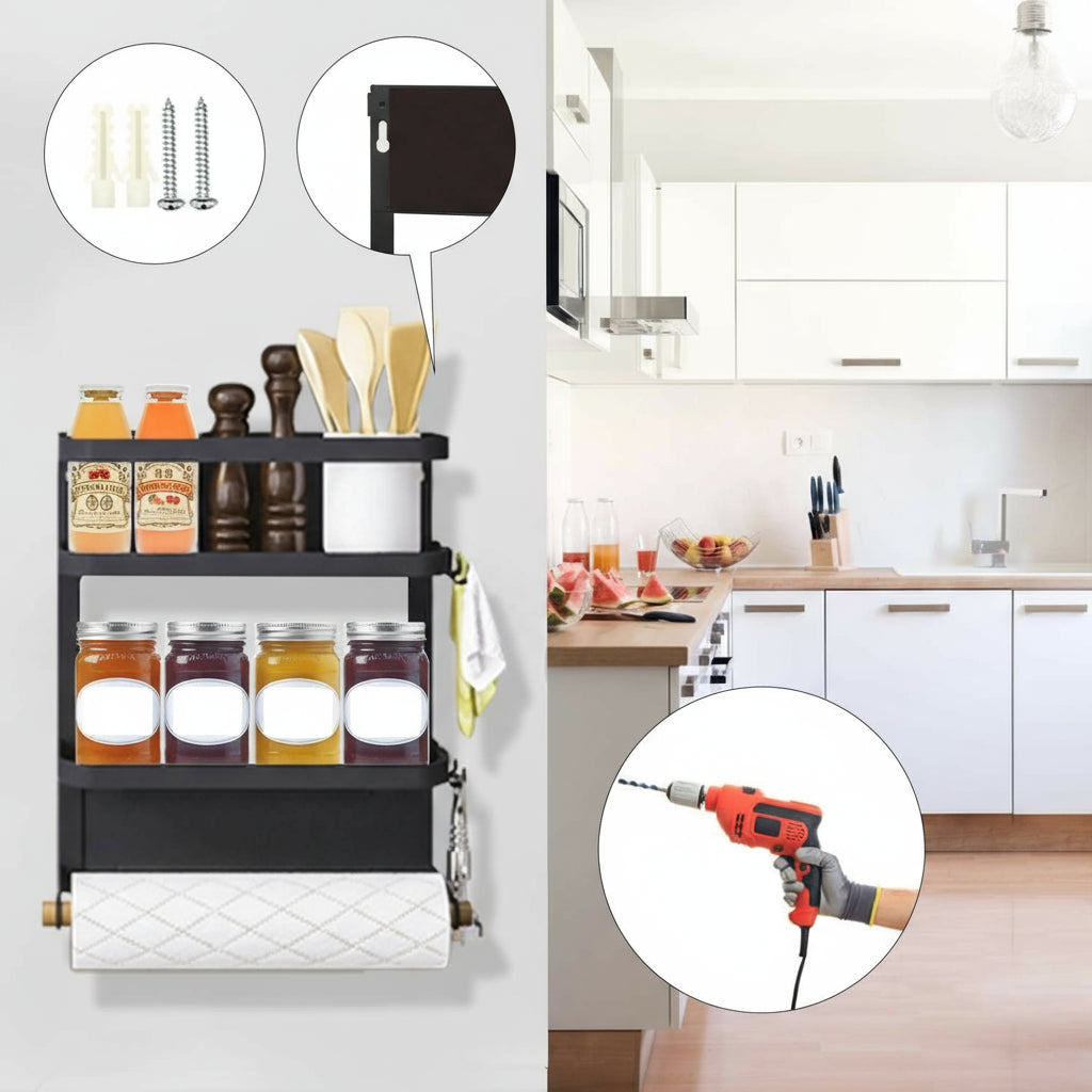 Magnetisch Keukenkruidenrek met Keukenpapierhouder – Oryden