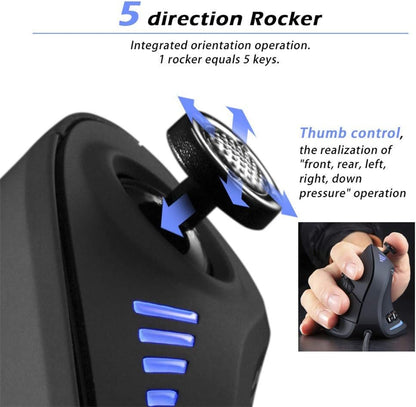 Verticale RGB Gaming Muis met Joystick en 11 Programmeerbare Knoppen - Kryvos