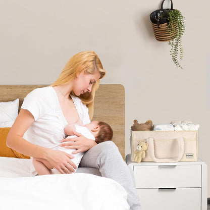 Baby Luiertas Caddy Organizer – Zachte Sherpa Opbergmand met Compartimenten – Elvoria