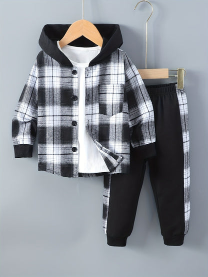 2-delige Jongensset Jordy met Geruite Hoodie en Joggingbroek