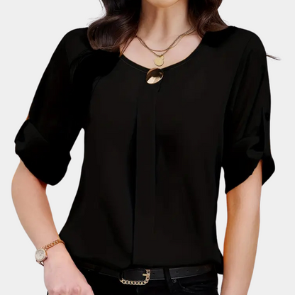 Luchtige Zwarte Plooienblouse voor Dames - Amira