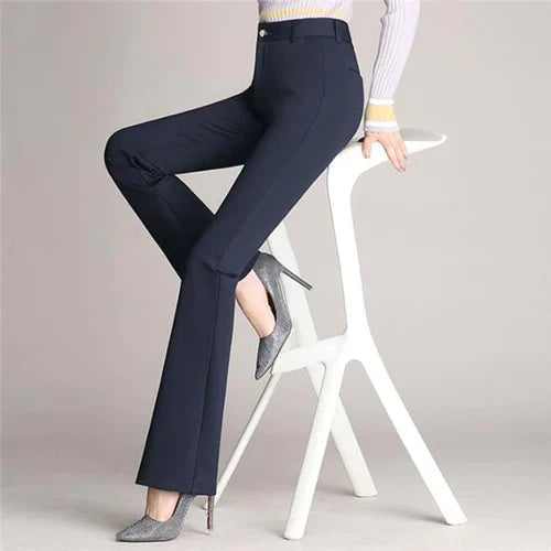 Slanke Uitlopende High Waist Broek – Mila