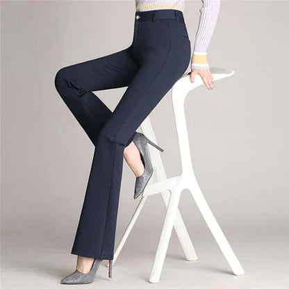 Slanke Uitlopende High Waist Broek – Mila