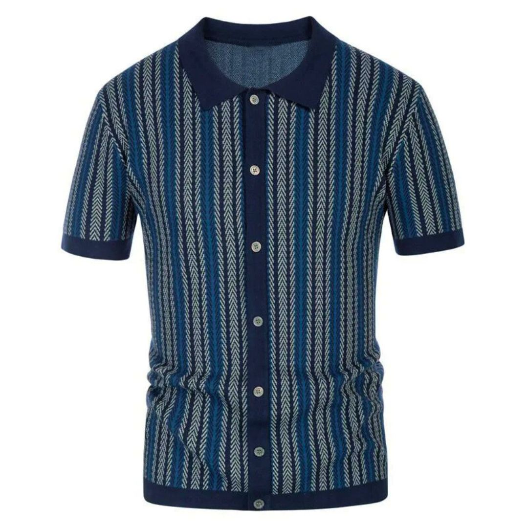 Ademende heren Chevron poloshirt met knoopsluiting - Julian